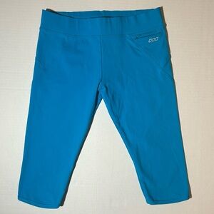 Lorna Jane Blue Capri Leggings with Front Zipper Pocket Sz S
